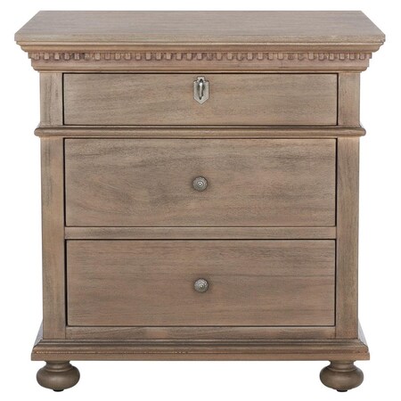Safavieh Allisyn 3 Drawer Wood Nightstand, Light Brown SFV7706B